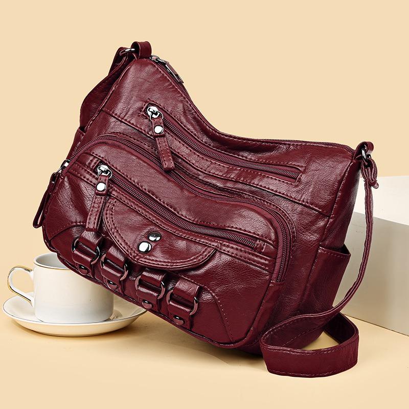 Gewebte Mehrschichtige Weiche Leder Schulter Crossbody Tasche