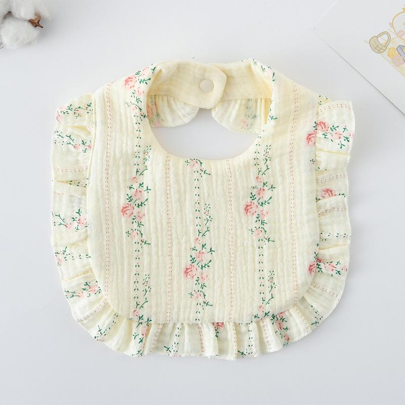 Ruffle Baby Drool Bibs: Pure Cotton Printed Lace Bibs