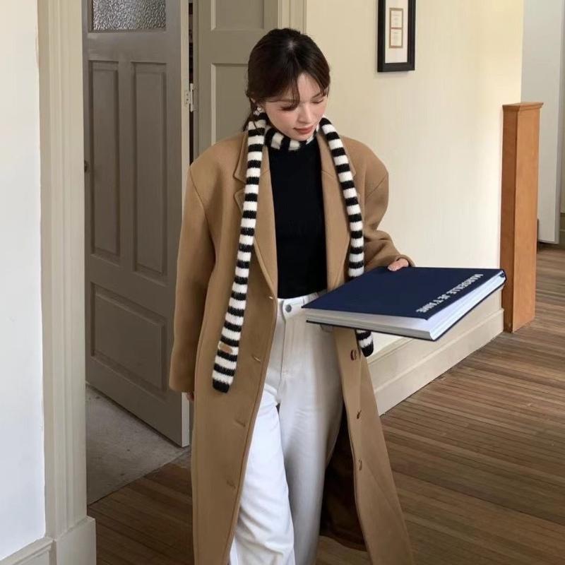 Women'S Thin Narrow Long Colorful Striped Scarf Autumn Winter  Design  Girl All-Match Decorative Scarf