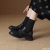 Women's autumn winter round toe comfortable thick mid heeled short boots simple daily casual versatile women's shoes