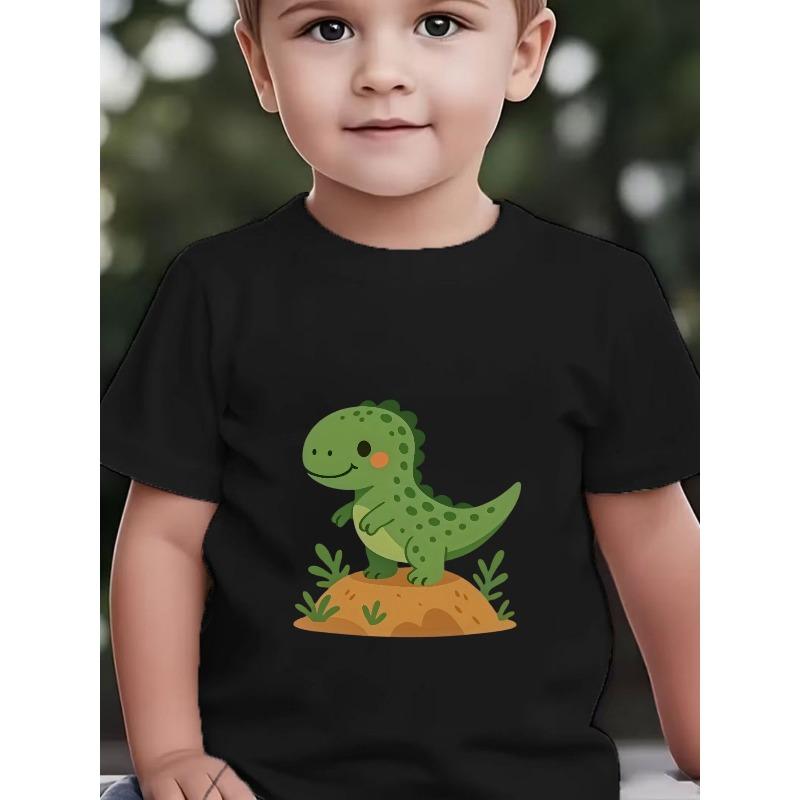 Baby Spotted Green Dinosaur Print Crewneck Summer Casual Short Sleeve T-Shirt