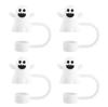 4/1Pcs Halloween Cute Ghost Straw Covers Cap Silicone Reusable Drinking Straw Topper Funny Accessories Perfect Halloween Gifts