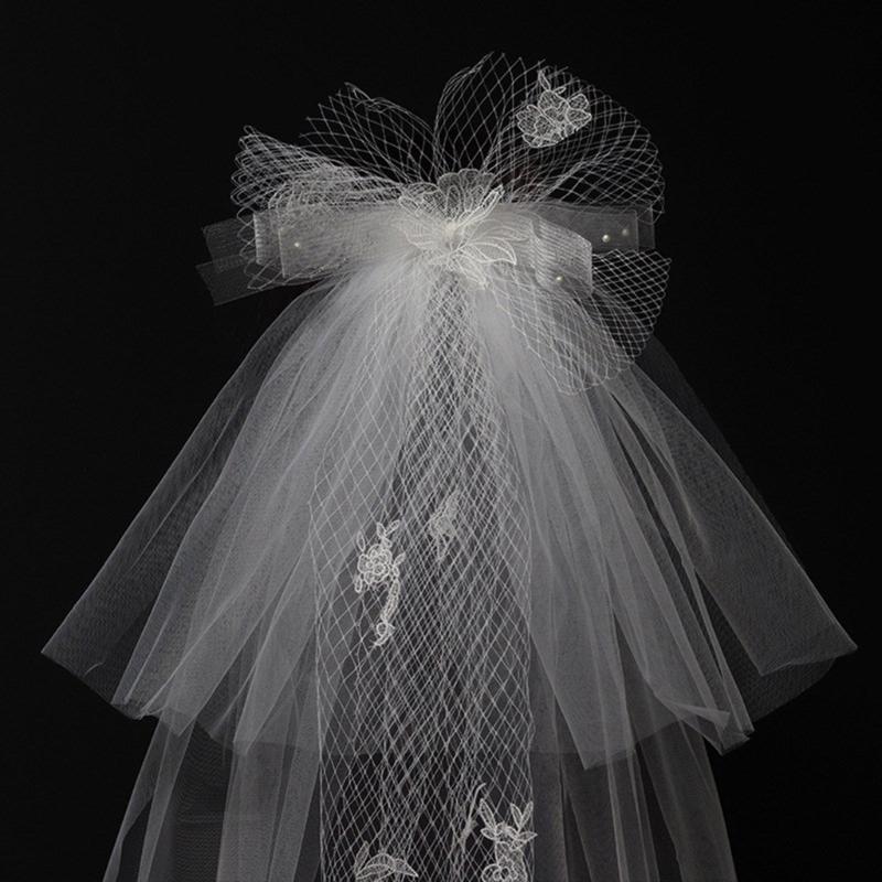 Sheer Veil Bridal Veil Bride Gift, Bridal Shower, Wedding Veil White Bowknot
