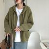 Solid Color Womens Loose Knitted Hooded Cardigan Sweater Coat Top