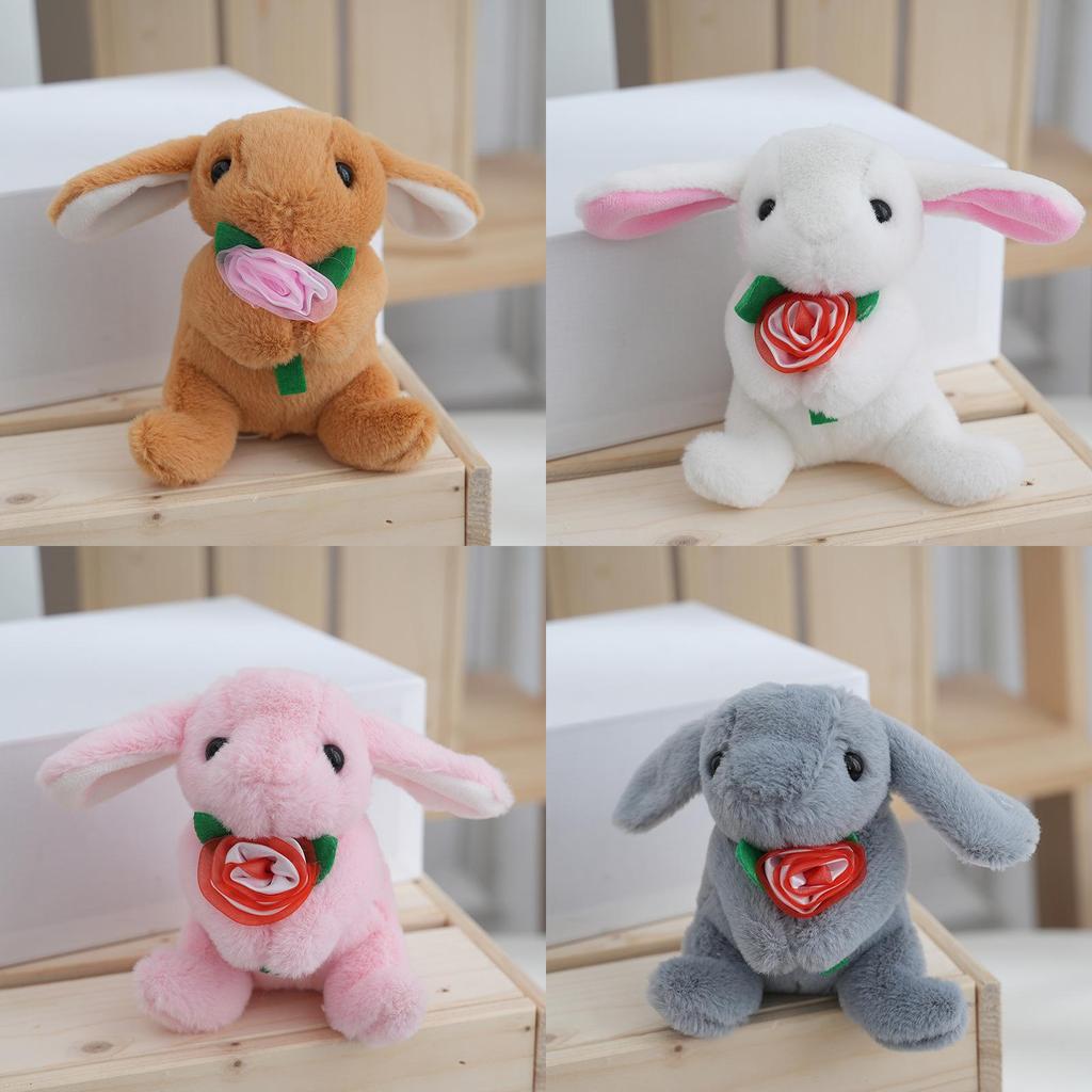 Flower Rabbit Bunny Plush Toy Keychain Stuffed Toys Pp Cotton Girl Filling
