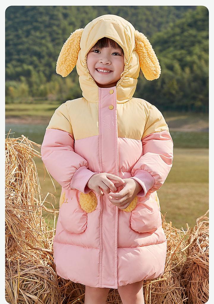 Infant & Girls' Down Jacket - 24 Winter Children's Warm Jacket Top with Heat Storage Inner Hood and Windproof Design