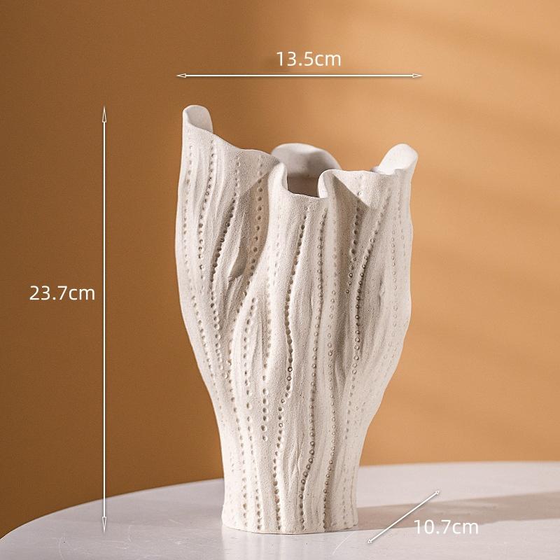 Ceramic Vase Irregular Folded Paths Abstract Ceramic Crafts Flower Vase Flower Arrangement Accessories Home Decoration