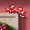 2pcs Santa Door Corner Decor Christmas Cartoon Door Frame Decor Snowman Reindeer Wooden Pendant Party House Decor