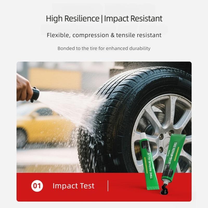 Tire Repair Glues Tubes 2 Pack Rubber-Based for Cars Motorcycles and Electric Bikes, Sidewall Care and Crack Touch Up for Tire Upkeep