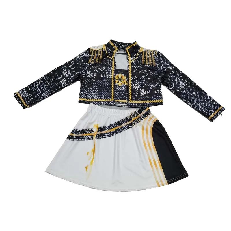 3Pcs Halloween Girls Costumes Rumi Pop Singers Clothes Demon Hunters Zoey Mira Tops Skirt Dance Outfits Set Matching Outfits