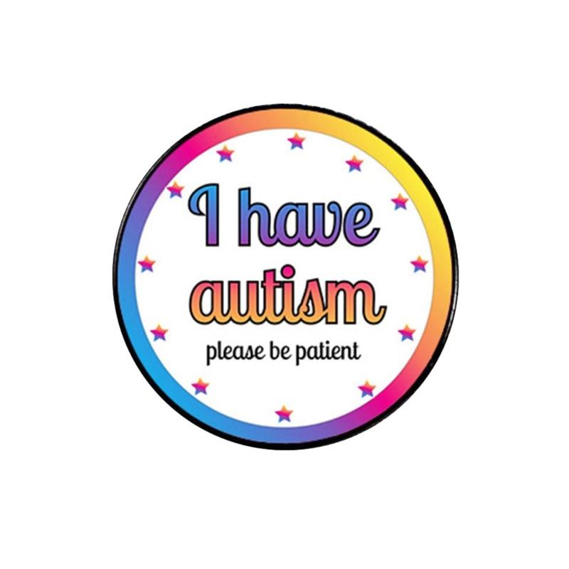 Actually Autistic Enamel Pin Brooch Autistic Symbol Round Metal Lapel Pin Badge for Clothes Backpack Bag Decoration