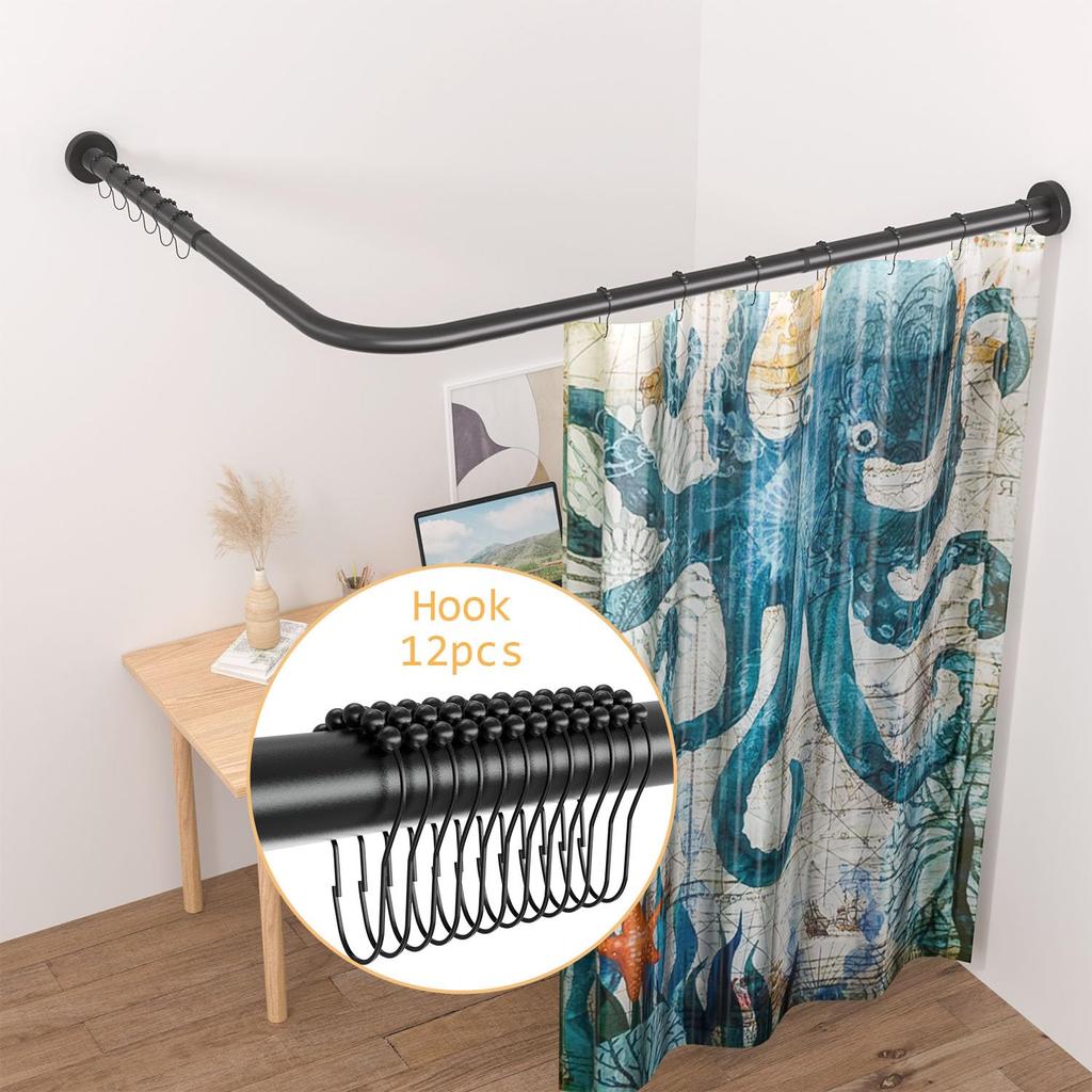SIKAIQI Curved Shower Curtain X X Stainless Steel Corner Shower Curtain Rod Rod, L-Shaped, 70-100cm 70-100cm / 27.55"-39.37" 27.55"-39.37",