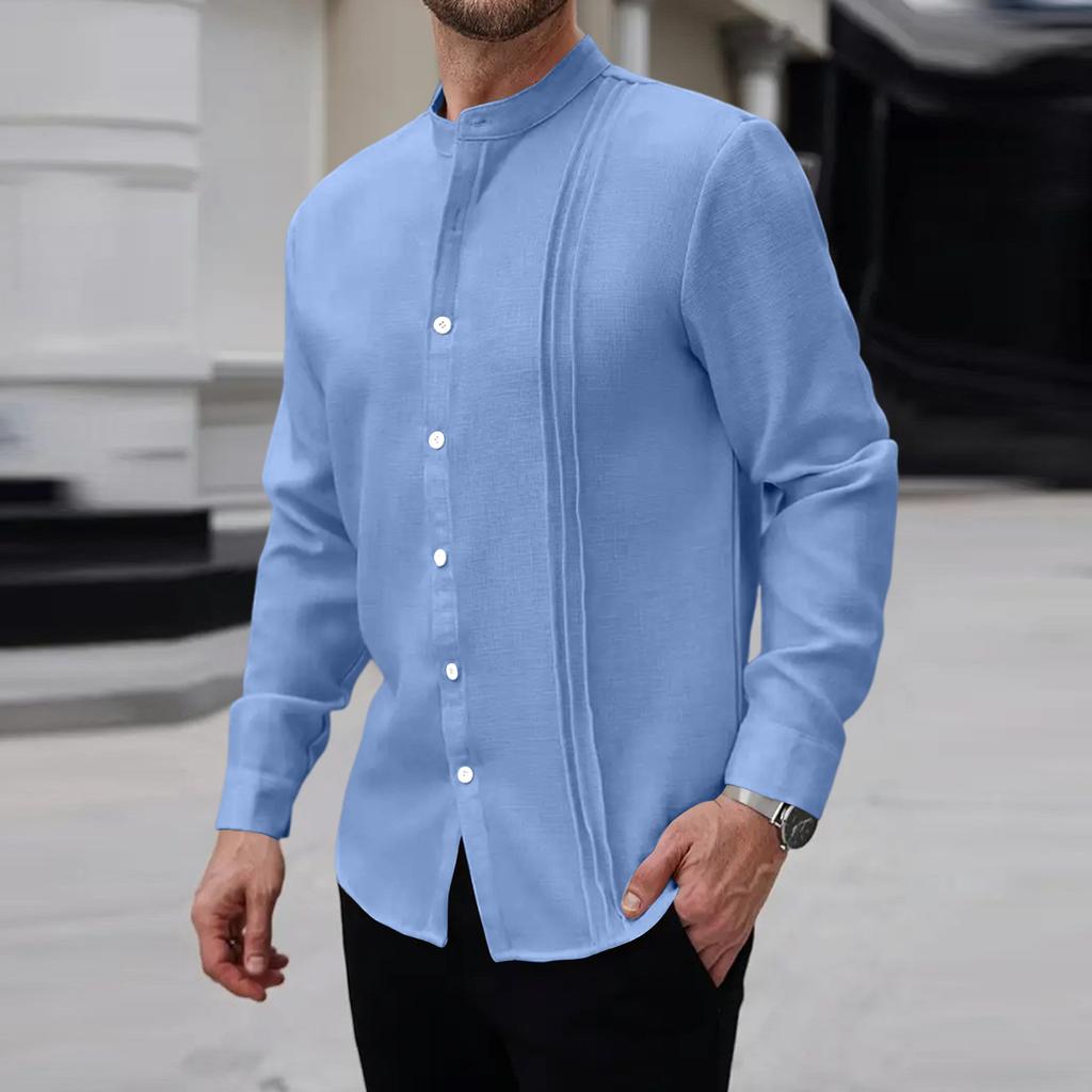 Pánská lněná košile s dlouhým rukávem košile s límečkem na knoflíčky košile business casual košile business košile regular fit