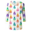 Women's Tops Three-quarter Sleeve Shirt V-neck Loose Casual Shirt Print T-shirt