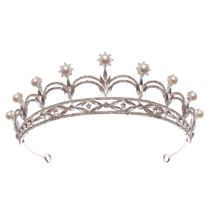 New Minimalist Crown Headwear Pearl and Rhinestone Princess Crown Hair Accessory Wedding Banquet Dress and Wedding Dress Accessories