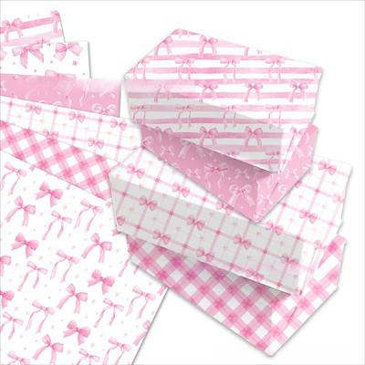 12 ks Nový DIY Balicí papír Růžová mašlička Ruční výroba Balicí papír na dárky 6 vzorů Balicí papír Svatba