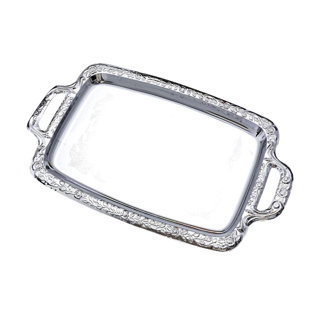 Metal Bread Tray Stainless Steel Food Platter Portable Metal Serving Tray  Dining Room 39x23cm