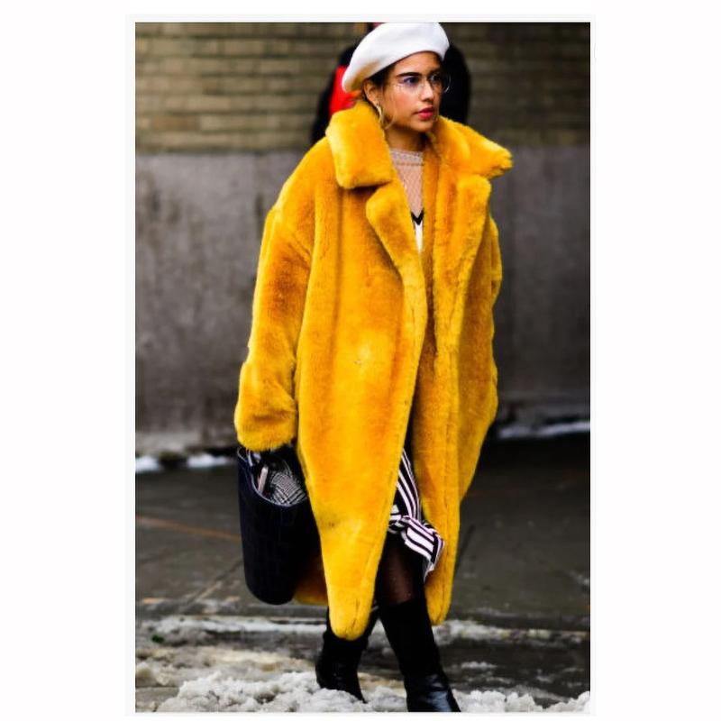 Winter Women Fur Coats Long Fur Loose Lapel Over Coat Thick Warm Plus Size