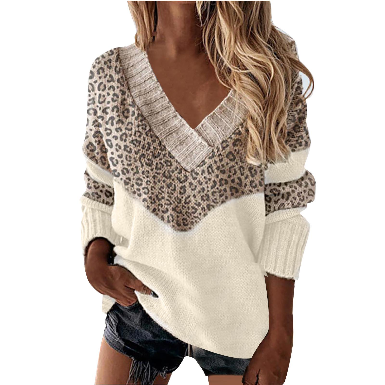 

(SU)Женский модный повседневный однотонный лоскутный цветной свитер с v-образным вырезом и длинными рукавами, пуловер, топы