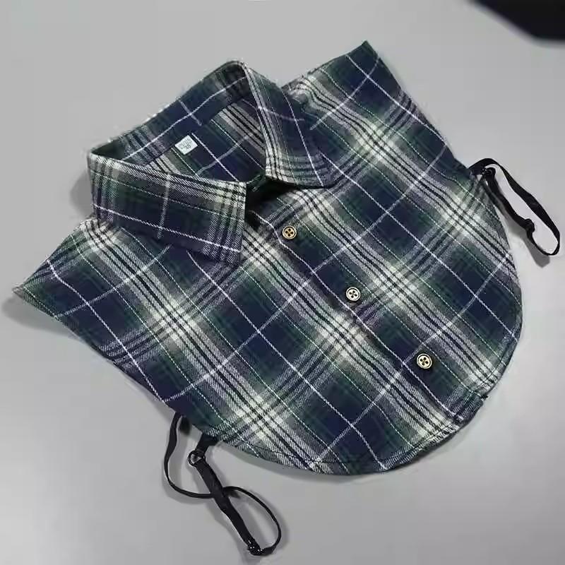 Perfect Match Plaid Fake Collar Shirt Men  Removable False Collar Shirt Fake Collar For Women Men Size 38 To 44 Detachable Nep Kraagie