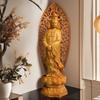 Träfigur Buddha Guanyin Bodhisattva Feng Shui Staty Kinesiska Buddha Statyer Hemrum, Kontor Dekorationsaccessoarer