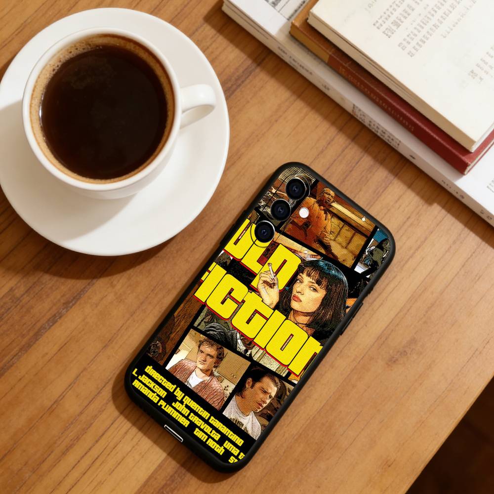 Pulp Fiction Phone Case Black Silicone Soft For Samsung Galaxy A73,A72,A71,A70,A53,A52,A51