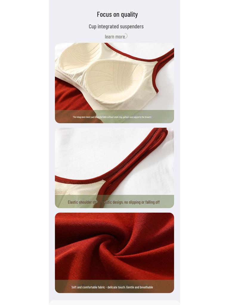 Women's Padded One-Piece Vest, No-Cup, Non-Removable, High-End Tube Top Suspenders for Inner or Outer Wear