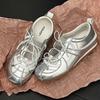 Silver Mary Jane shoes, lazy single shoes, soft soles are not tired, new inner height-increasing ballet training shoes for women