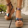 2025 New Patent Leather Wedge Heel Sandals for Women Summer Chunky Platform Sandals Woman Anti Slip Thick Bottom Beach Shoes