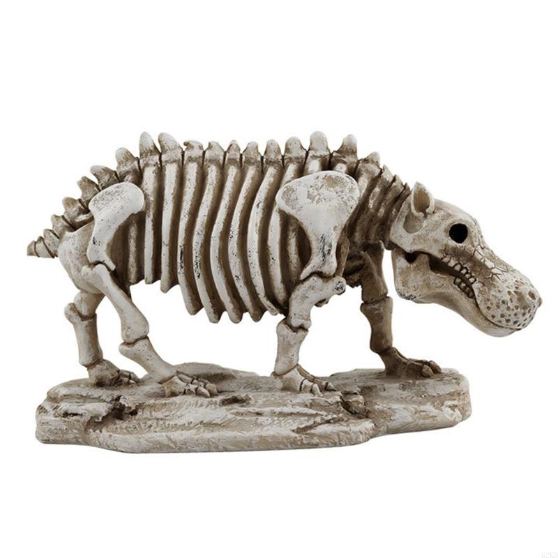 62KD Halloween Themed Resin Skeleton Hippo for Collectors and Holiday Enthusiasts