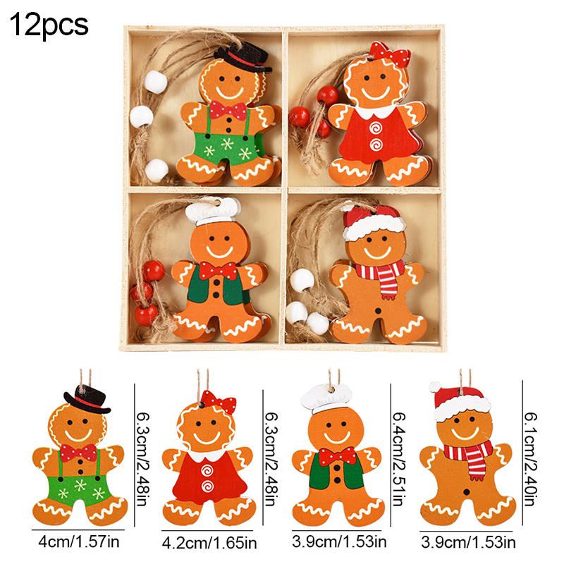 Christmas Wooden Pendants Gingerbread Man Gnomes Xmas Tree Hanging Oranment 2025 Noel Navidad Decorations for Home New Year Gift