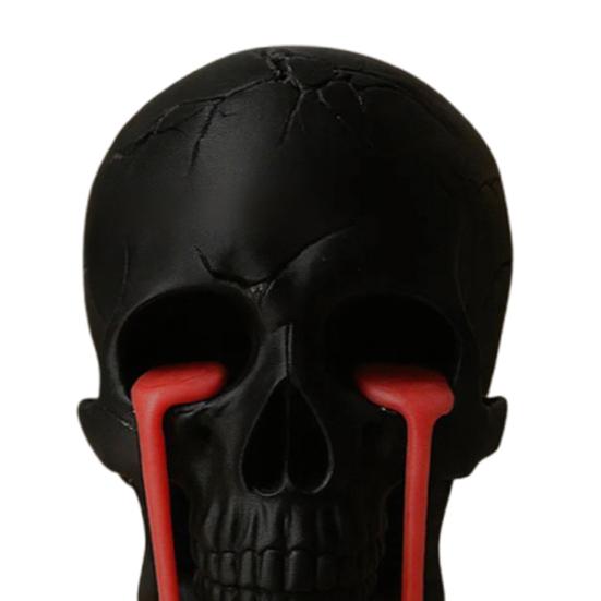 Melting Tears Skull Decoration Bold Edgy Human Head Sculpture Tabletop 3D Printed Skull Ornament for Home Bookshelf Graveyard Decor
