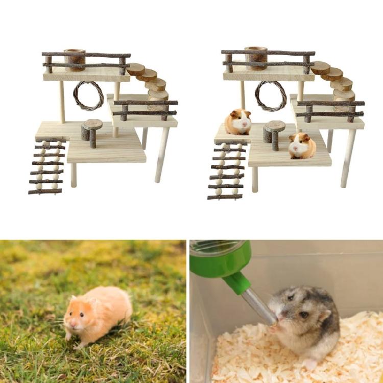 Wooden Hamster Toy Platform Cage Toy Accessories for Other Small Animals