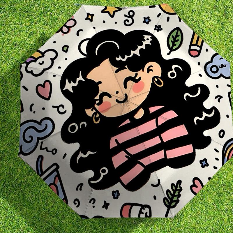 Rainbow Dreams: Cute Cartoon Character Umbrella Auto-Open/Close, Lightweight & Durable, Ideal Travel Accessory and Gift 154