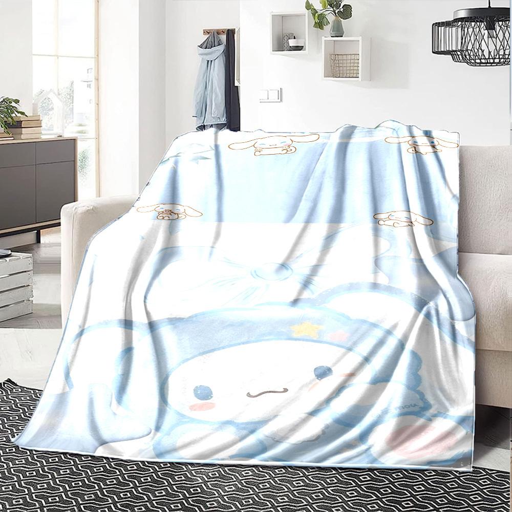 1pc Clouds Bunny Blanket Lightweight Flannel Throw for Sofa Bed Travel Camping Livingroom Office Couch Chair