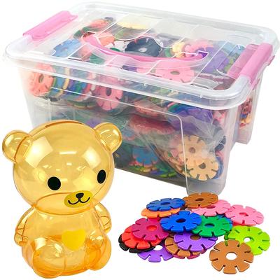 Pettan Flowers Educational Building Blocks, 700-Piece Set, 13 Colors, 13 Colors of Stringing Pieces, Container Play Set, Blocks, Instructions Included