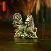 2pcs/set Brass Fu Character Kirin Small Ornament Home Office Copperware Tea Pet Decoration