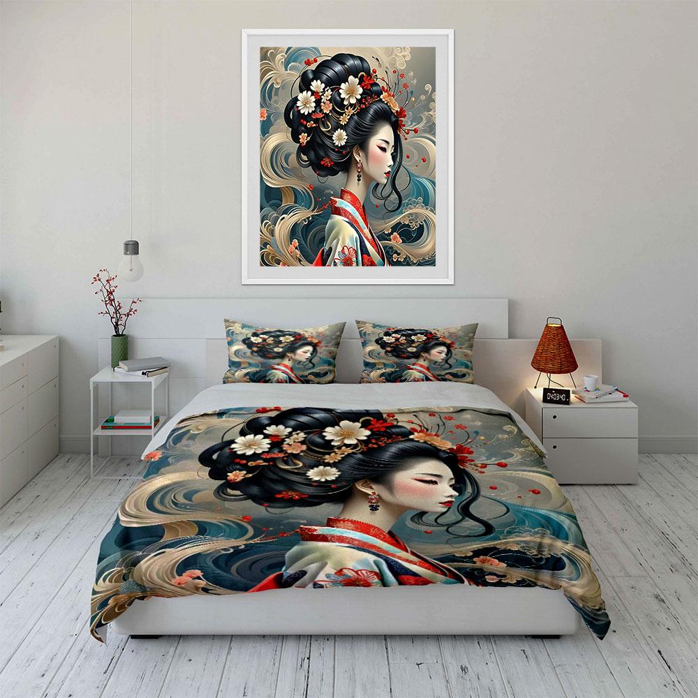Traditional Hairpiece Kimono Set Multiple Sizes Kid'S And Adults' Bedroom Exquisite 3Pc Bedding Set, Gift