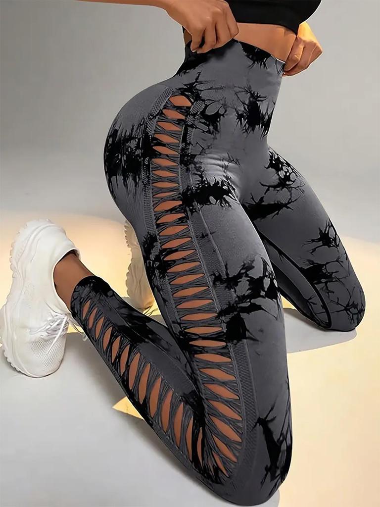 High Waist Hollow Out Yoga Pants – Seamless, Breathable Peach Lift Leggings for Women