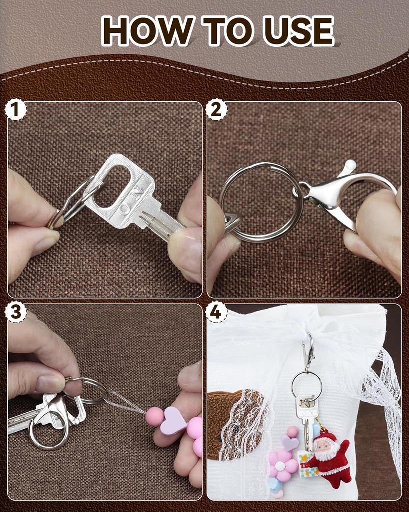 Complete Keychain Making Kit Lobster Claw Clasps Swivel Snap Hooks Key Rings for DIY Jewelry Crafts Beginners Gifts