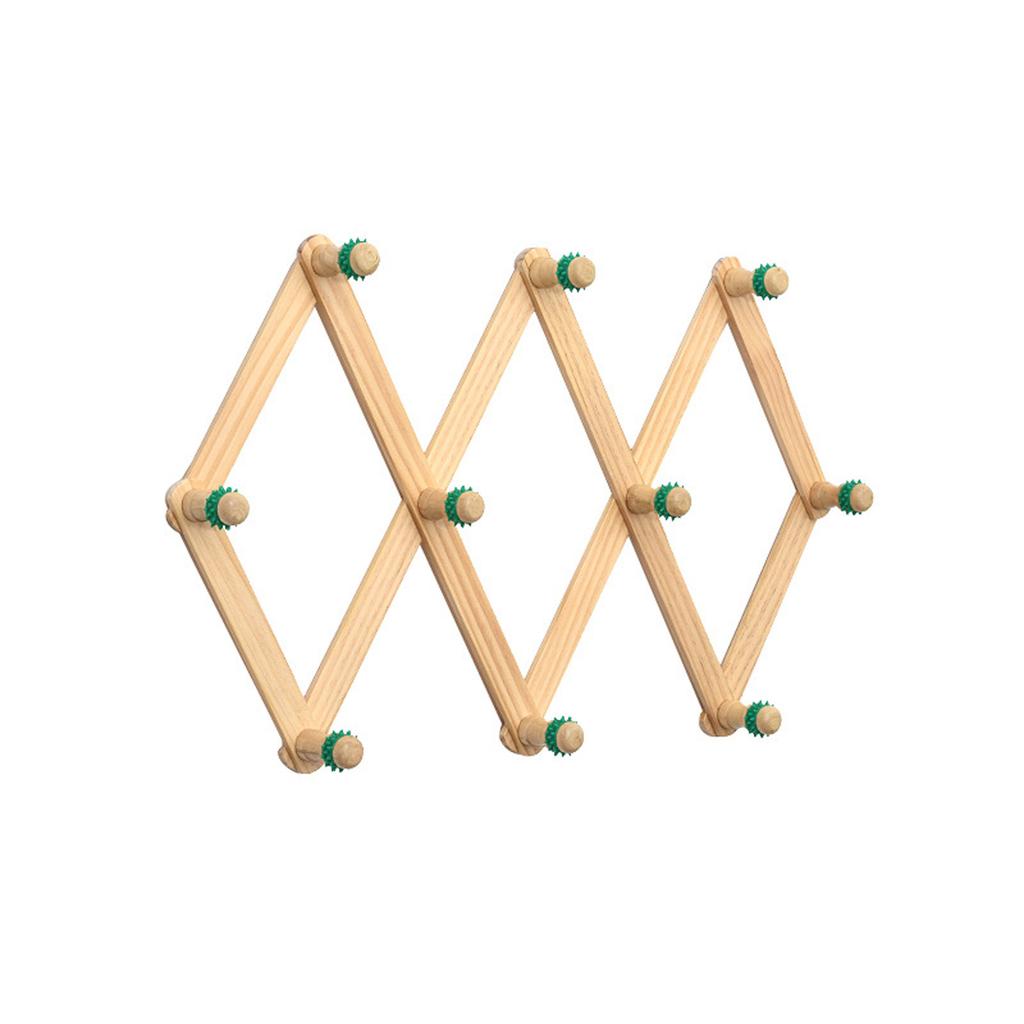 Expandable Wooden Coat Rack Wall Mount Hanger with Pegs for Hats and Mugs Space Saving Baseball Caps Organizer