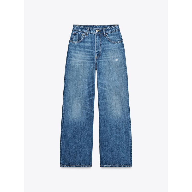 Za2025 Autumn New Women clothes Versatile Slimming Ripped Decoration Fashion High Waist Baggy jeans 8727010