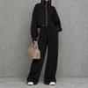 Women's Zip-Up Hoodie and High Waist Wide Leg Pants Set Casual Loungewear Tracksuit
