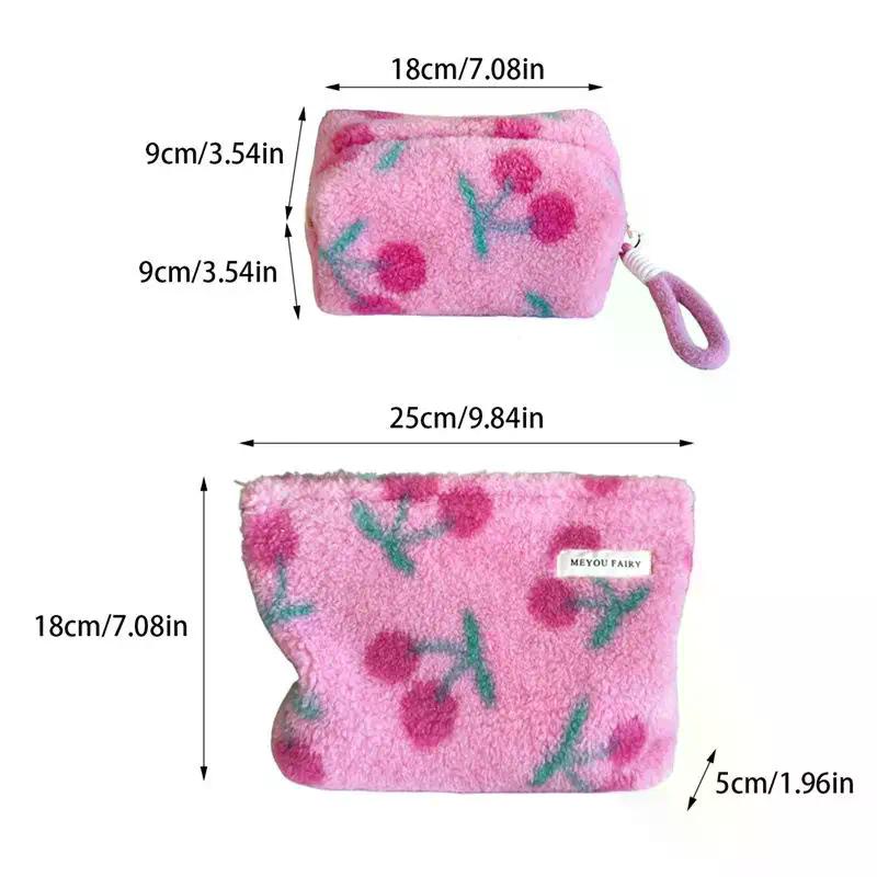 Cute Sweet Plush Makeup Bag Large Capacity Soft Storage Bag Large Clutch Portable Travel Cosmetic Toiletry Bags For Girls Gift