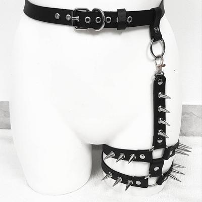 Leather Leg Harnesses for Women Gothic Single-sided Leg Strap Adjustable Party Cosplay Leather Garter Belt Harness