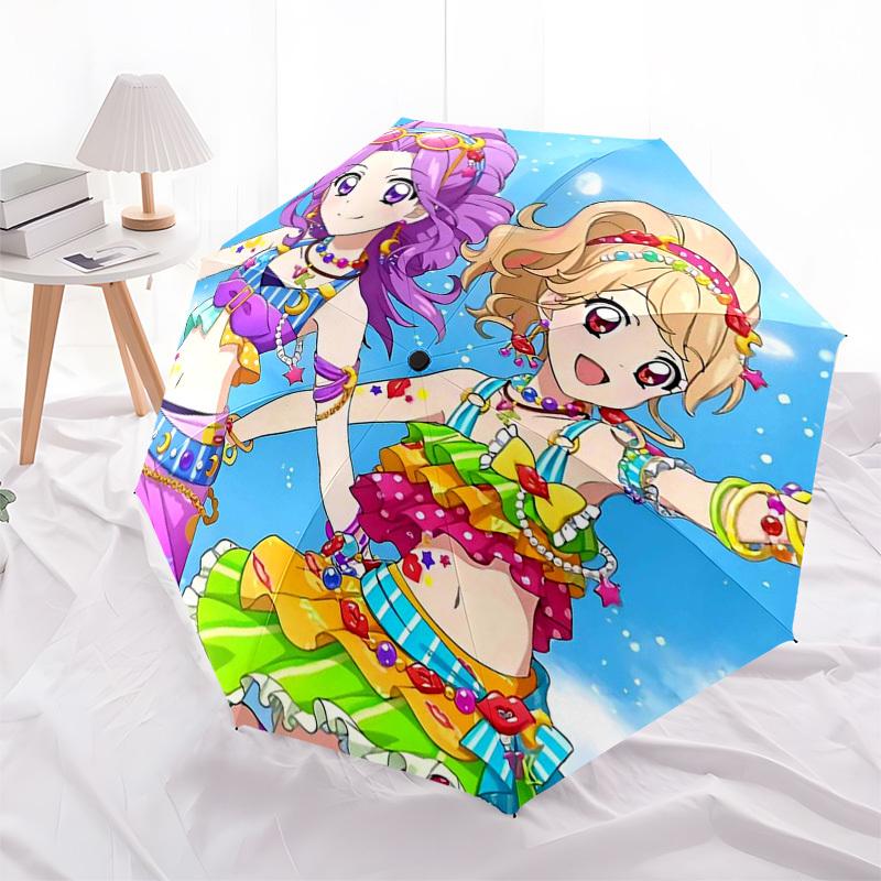 

1pc Loving with Pretty Cure: Automatic Opening/Closing Outdoor Umbrella - Compact 3-Fold Design, Iron Frame, Perfect Gift for Fans & Travelers!W006