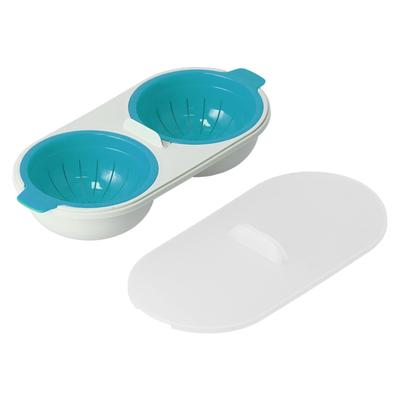 Cozedor de Ovos para Micro-ondas PP de Grau Alimentício Cesto Escorredor Removível Cozedor de Ovos para Micro-ondas Ovos CozidosAzul