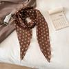 Korean Style Brown Polka Dot Silk Scarf - Versatile Women's Lightweight Spring/Summer Accessory 