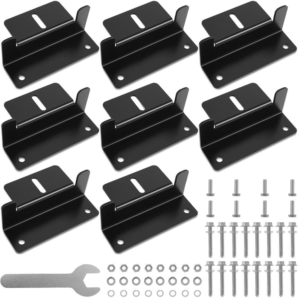 8 Pcs Solar Panel Mounting Bracket Holder Aluminum Alloy Solar Panel Z Brackets with Wrench Screws for Motorhome Boat Roof Wall and Off-Gird Roof