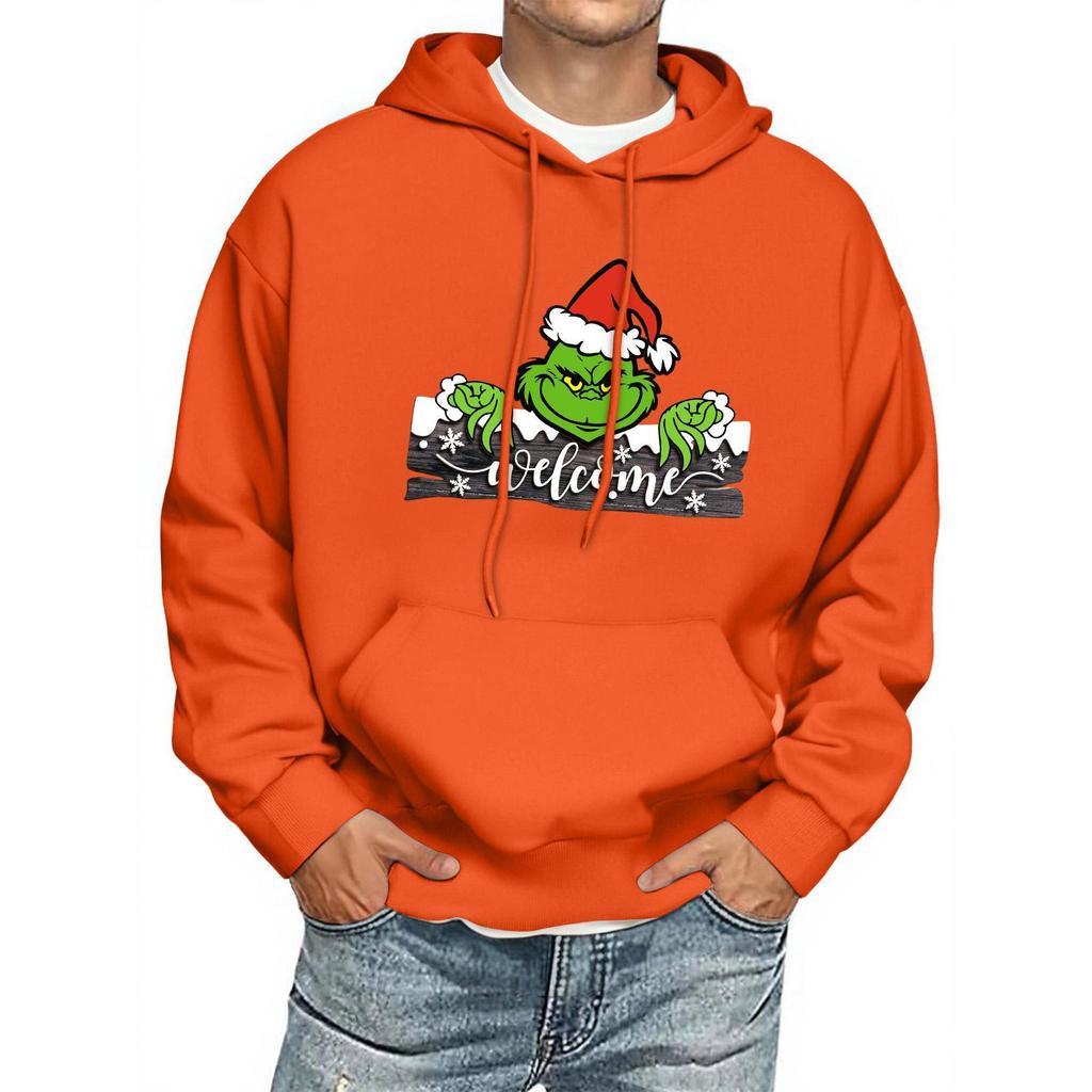 Men's Print Hooded Sweatshirt Long-Sleeve Casual Pullover Hoodie Hooded Sweatshirt